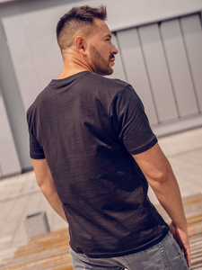 T-shirt da uomo in cotone nero con stampa Bolf KS1997A