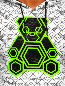 Felpa con applicazione di zirconi con cappuccio da uomo bianca Bolf HM566