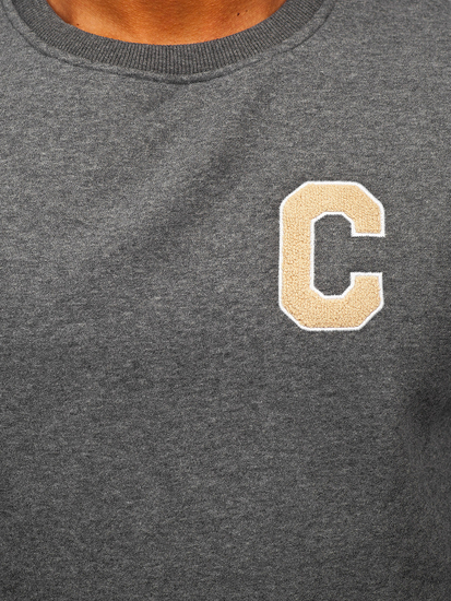 Felpa senza cappuccio con stampa da uomo grafite Bolf MF2019