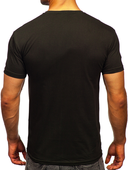 Maglietta da uomo in cotone color cachi, tinta unita, Bolf 192397