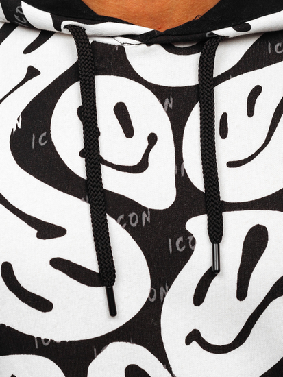 Felpa con stampa con cappuccio da uomo bianca Bolf 141032