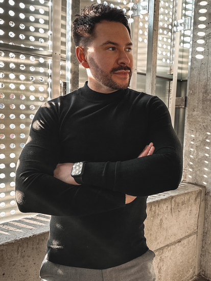 Maglione basic tipo lupetto da uomo nero Bolf MMB603