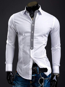 Camicia elegante da uomo a manica lunga bianca Bolf 0939A