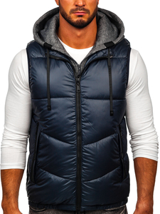 Gilet con cappuccio da uomo blu Bolf 2908