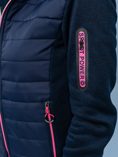 Felpa trapuntata con cappuccio da donna blu navy Bolf KSW4001