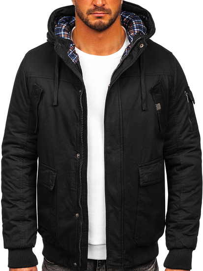 Giubbotto invernale in cotone spesso da uomo nero Bolf 1890