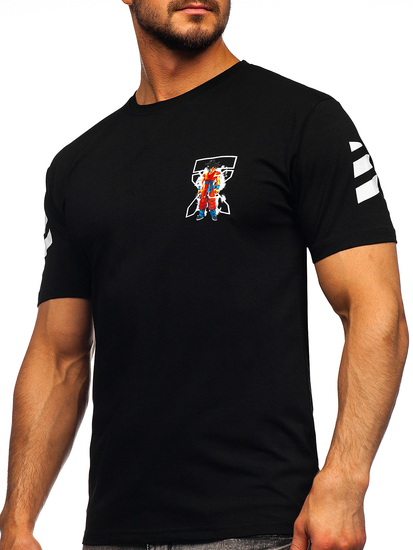 T-shirt con stampa da uomo nera Bolf 14404