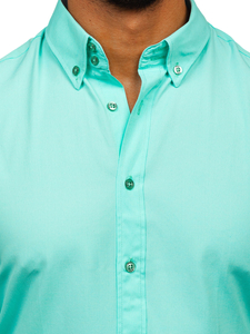 Camicia elegante a manica lunga da uomo verde chiara Bolf 5821-1