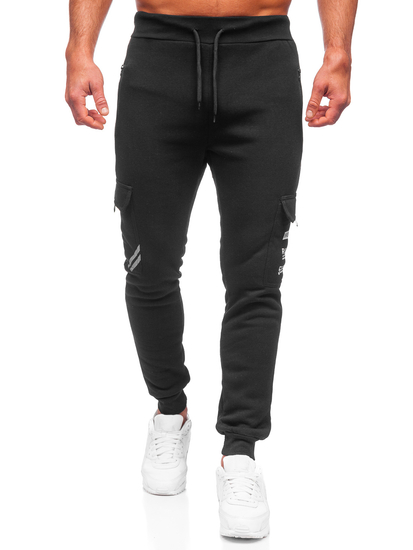 Pantaloni isolati cargo tipo jogger da uomo neri Bolf HW2207