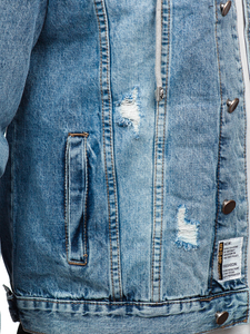 Giacca in jeans con cappuccio da uomo celeste Bolf MJ505BC