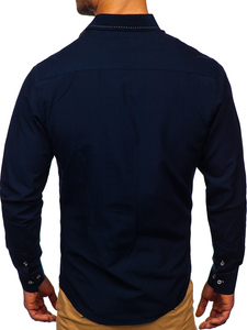 Camicia elegante a manica lunga da uomo blu Bolf 4719