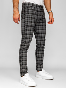 Uomo Pantaloni eleganti a quadri Nero Bolf 184175