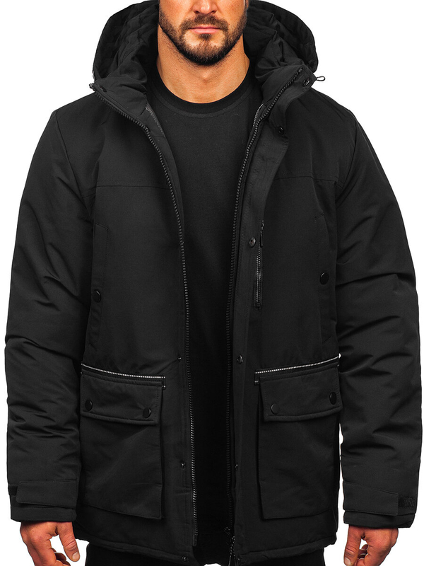 Giubbotto parka invernale da uomo nero Bolf 22M323