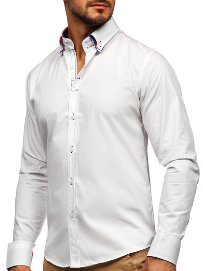 Elegante camicia a manica lunga da uomo bianca Bolf 2705