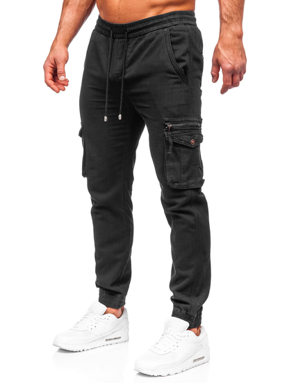 Pantaloni jogger tipo cargo da uomo neri Bolf MP0181N