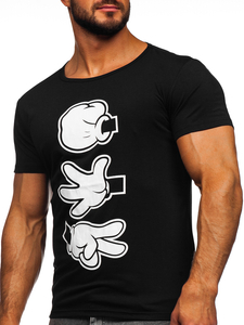 T-shirt con stampa da uomo nera Bolf KS1997