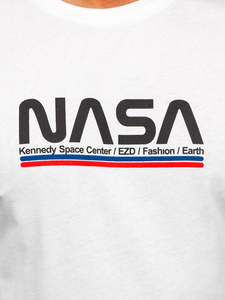 T-shirt in cotone con stampa da uomo bianca Bolf 14749