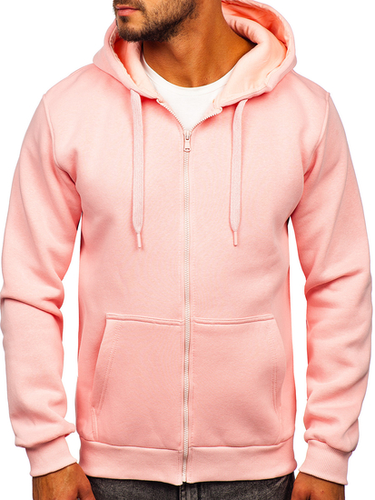 Felpa spessa con cappuccio a zip da uomo rosa chiaro Bolf 2008
