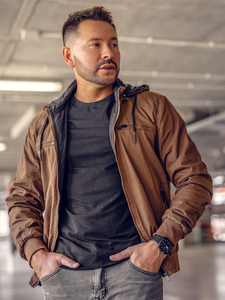 Giacca in cotone mezza stagione da uomo marrone Bolf 84M3010A