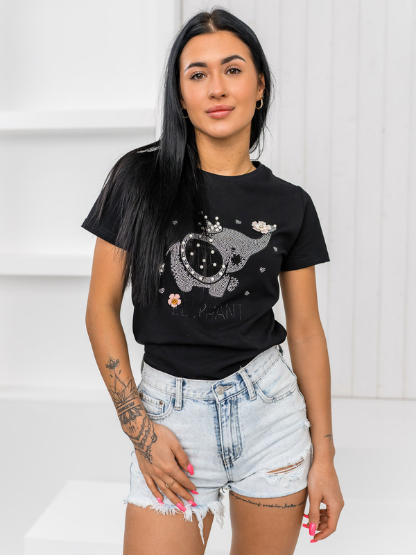Donna T-shirt stampata Nero Bolf 96T625