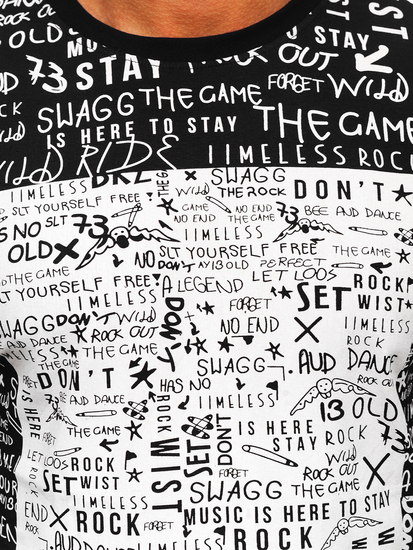 Longsleeve con stampa da uomo nero Bolf 1213