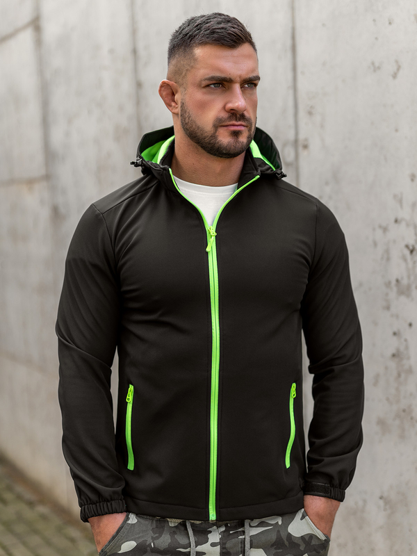 Uomo Giacca softshell mezza stagione Nero-Verde Bolf HH017A