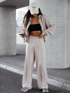 Completo due pezzi con felpa con zip da donna beige Bolf 821109