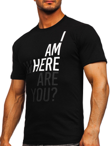 T-shirt in cotone con stampa da uomo nera Bolf 0404T