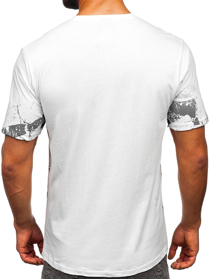 T-shirt in cotone con stampa da uomo bianca Bolf 14766