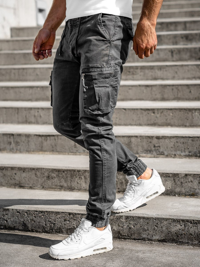 Pantaloni jogger tipo cargo da uomo grafite Bolf 8983