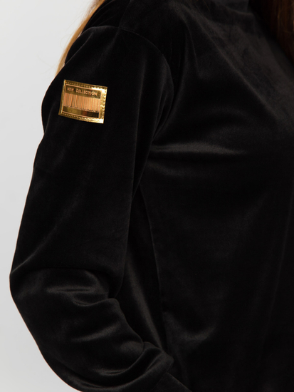 Set di tuta in velluto a due pezzi da donna nero Bolf 8129