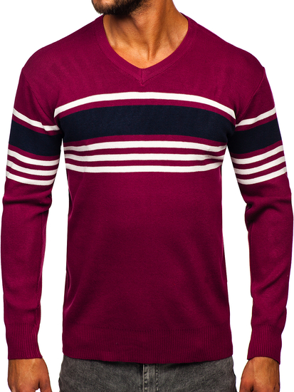 Maglione con scollo a V da uomo viola Bolf S8536