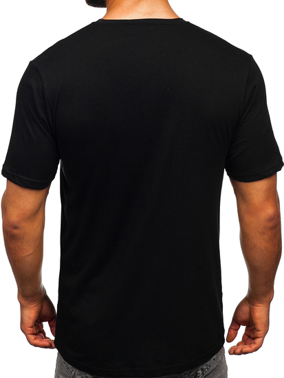 T-shirt da uomo in cotone nero con stampa Bolf 14749