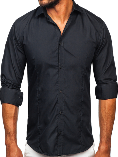 Camicia elegante da uomo grafite a maniche lunghe Bolf 1703