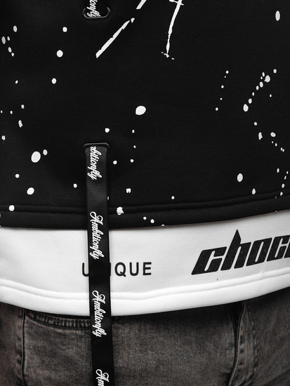 Felpa con cappuccio e stampa da uomo nero Bolf LJ0586A