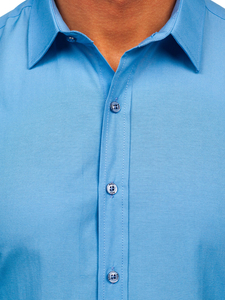 Camicia elegante da uomo azzurra a maniche lunghe Bolf 1703