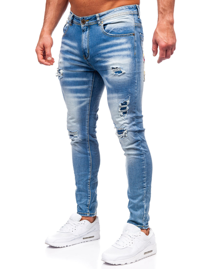 Pantaloni in jeans skinny fit da uomo blu Bolf E7869B