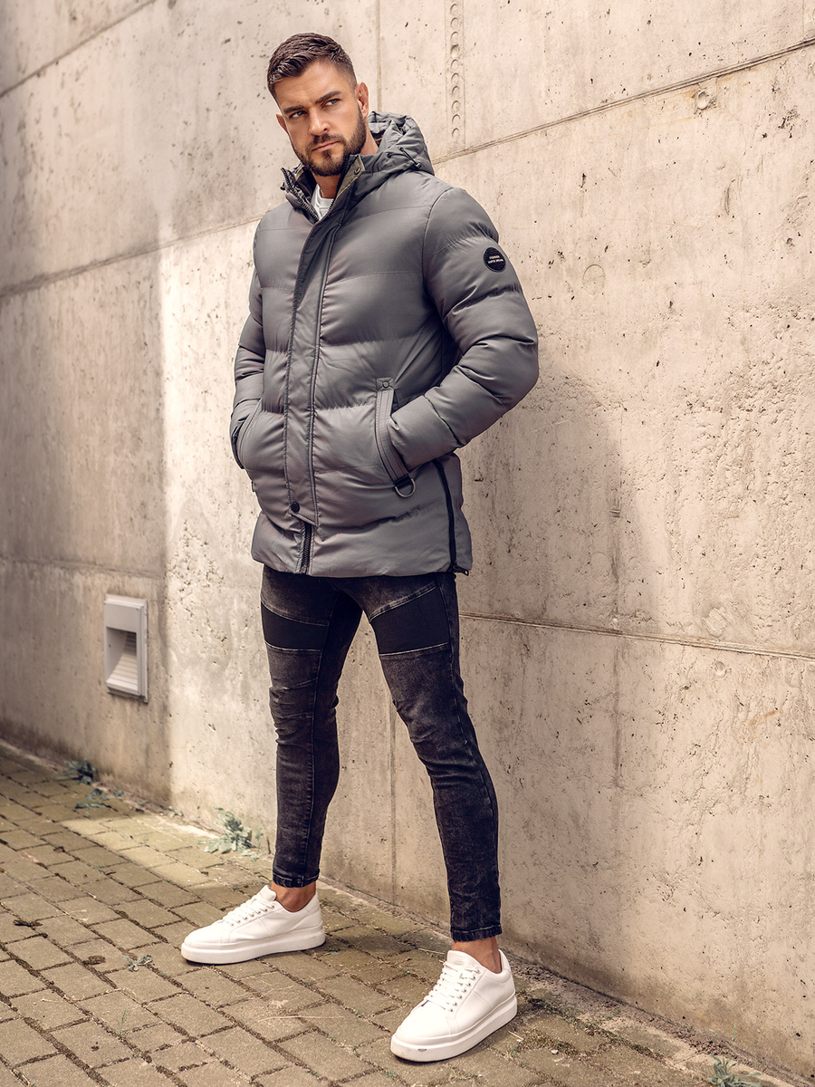 Giubbotto parka invernale trapuntato da uomo grigio Bolf 7330 GRIGIO