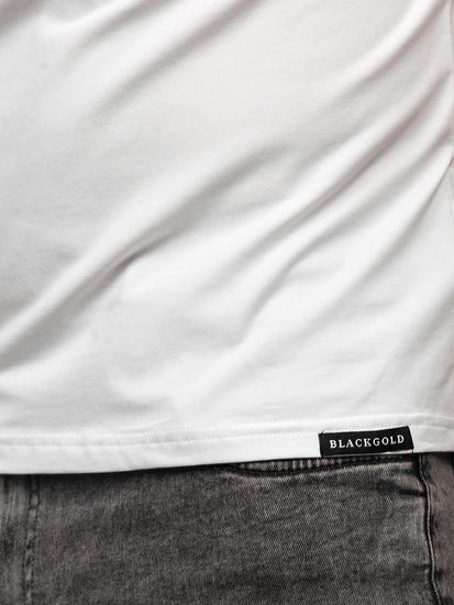 T-shirt stampata con paillettes da uomo bianca Bolf MT3037