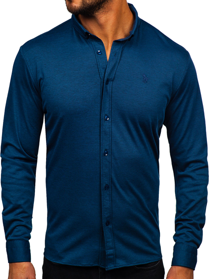 Camicia casual a manica lunga da uomo blu Bolf 500