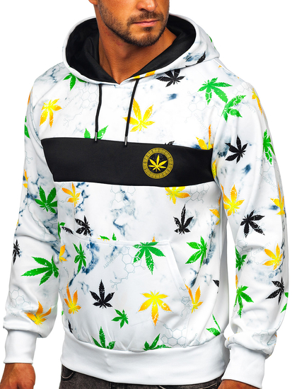 Felpa con stampa con cappuccio da uomo bianca Bolf HM258