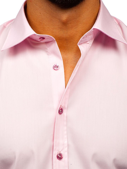 Camicia elegante da uomo rosa a maniche lunghe Bolf 1703