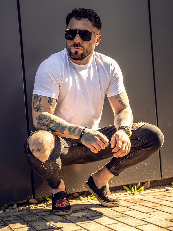 T-shirt da uomo in cotone bianco senza stampa Bolf 192397B