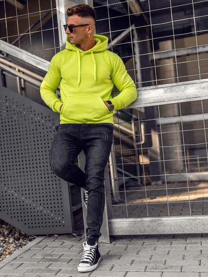 Felpa con cappuccio con tasca a canguro da uomo acquamarina chiaro Bolf 2009A