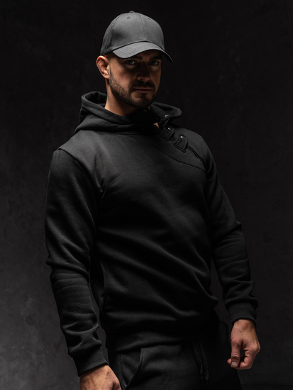 Felpa con cappuccio da uomo nero Bolf 06