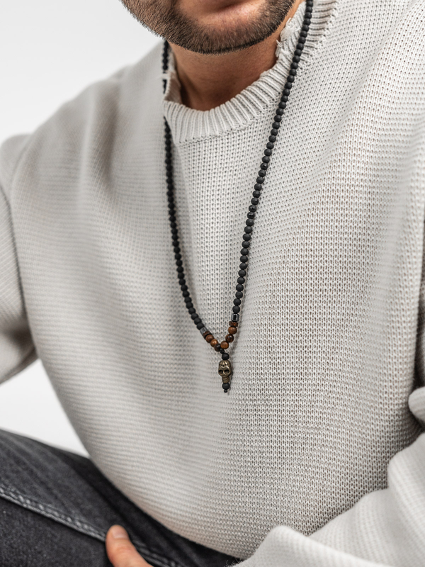 Uomo Collana con perline Nero Bolf TT5502