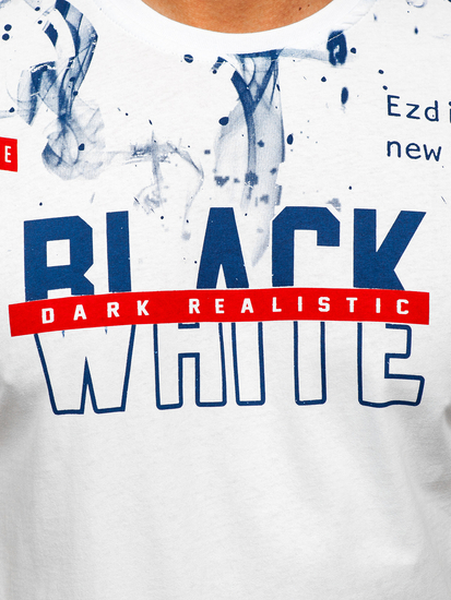 T-shirt in cotone con stampa da uomo bianca Bolf 14718