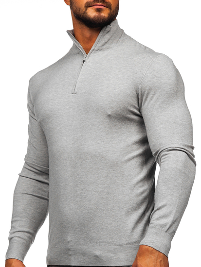 Maglione con collo alto da uomo grigio Bolf MM6007