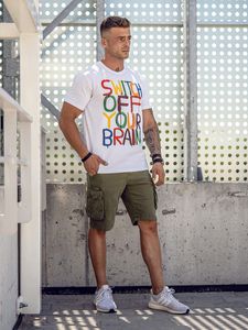 T-shirt da uomo bianca con stampa Bolf 1181A