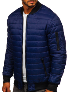 Giacca trapuntata mezza stagione tipo bomber da uomo blu Bolf MY-02A